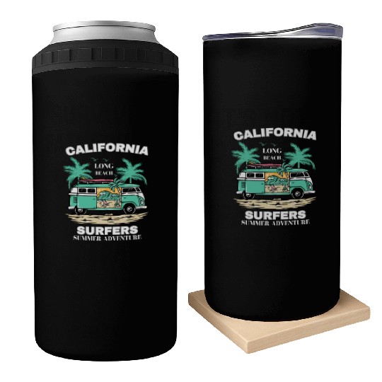 Men's And Women's California Long Beach Print Can Coolers