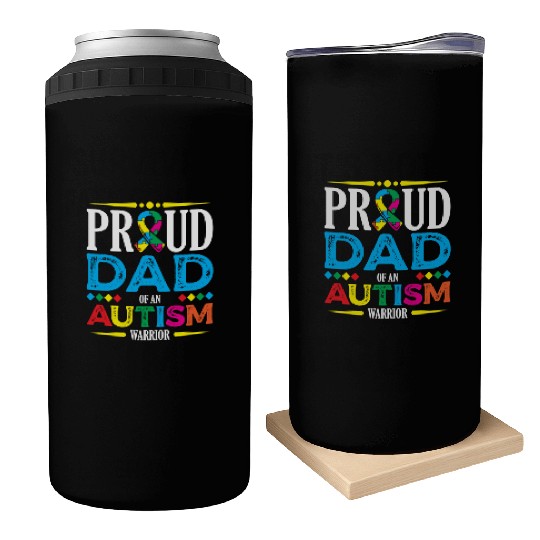 Proud Dad Of An Autism Warrior Spectrum Autistic Can Coolers