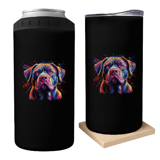 Watercolor Colorful Cane Corso Can Coolers