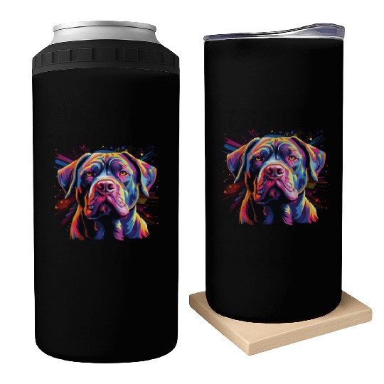 Watercolor Colorful Cane Corso Can Coolers