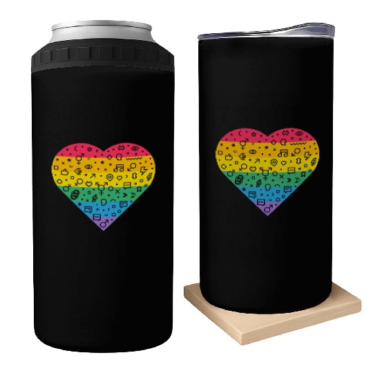 Rainbow Heart Can Coolers