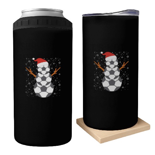 Soccer Snowman Christmas Time Winter Season Can Coolers