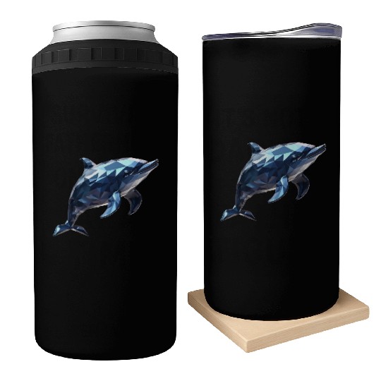 Geometric Style Dolphin Can Coolers