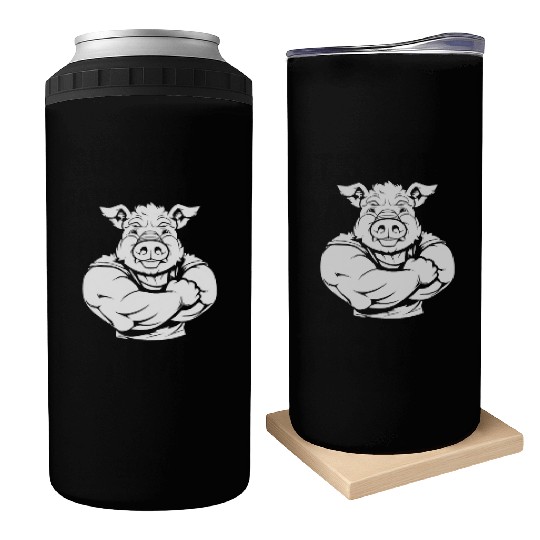 Workout Gym Pig Can Coolers