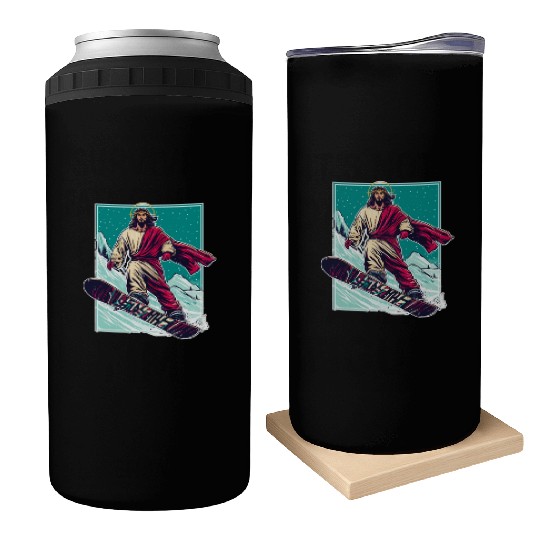 Jesus christ snowboarder Can Coolers