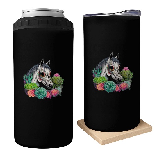 Horse Succulent Sugar Skull Can Coolers