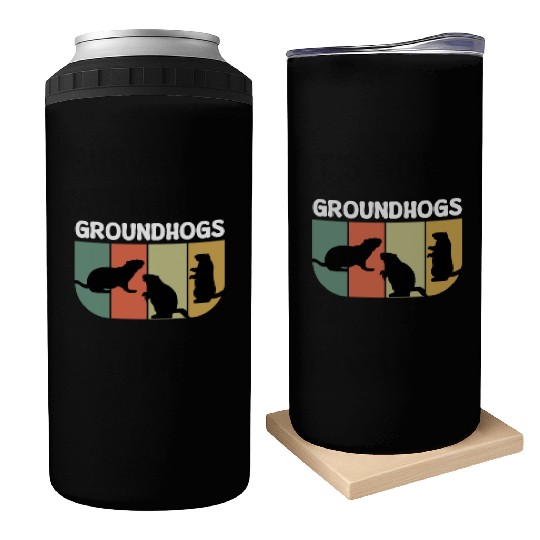 Groundhogs Retro Vintage Happy Groundhog Day Can Coolers