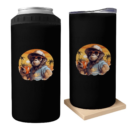 Cool Monkey With Drink Funny Animals Chimpanzee Can Coolers