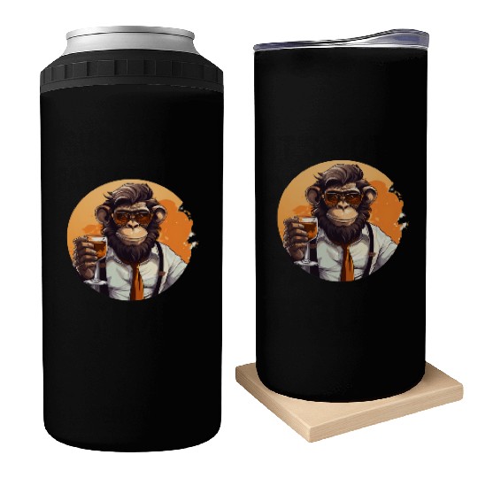 Cool Monkey With Drink Funny Animals Chimpanzee Can Coolers