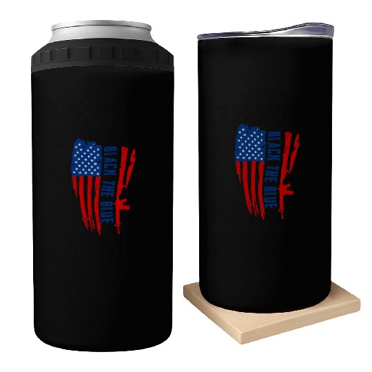 Black the blue American Oilfield USA Flag Can Coolers