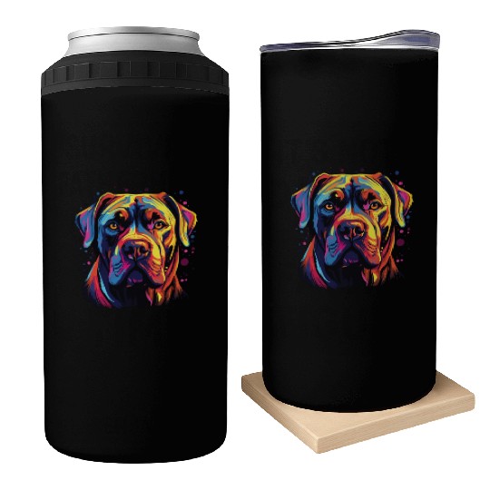 Watercolor Colorful Cane Corso Can Coolers