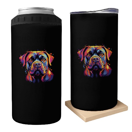 Watercolor Colorful Cane Corso Can Coolers