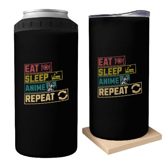 Eat sleep anime repeat hobby Can Coolers
