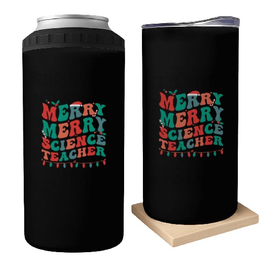 Merry Science Teacher Science Teaching Py Can Coolers