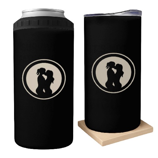 Silhouette of Lesbian Couple Can Coolers