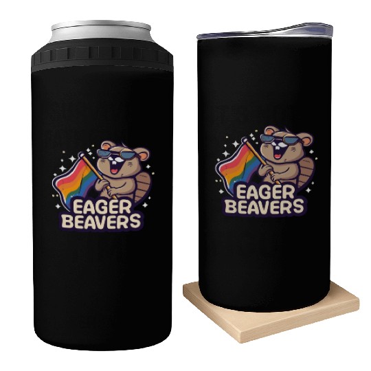 Eager Beavers with Pride LGBT Flag Can Coolers
