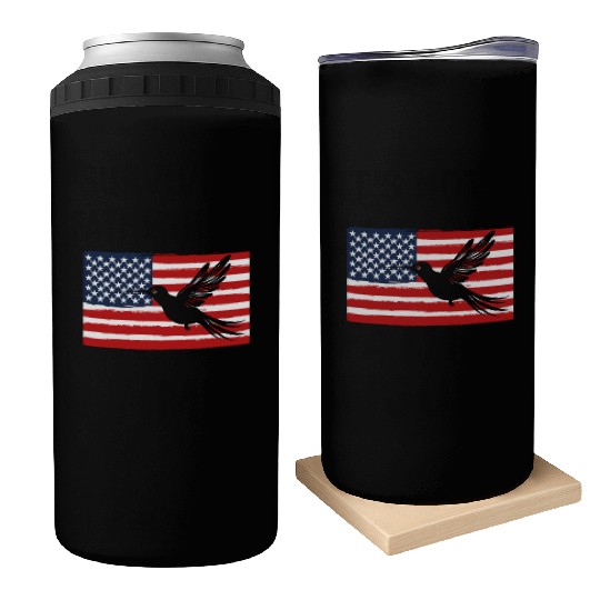Hummingbird Us Flag Us American Flag Can Coolers