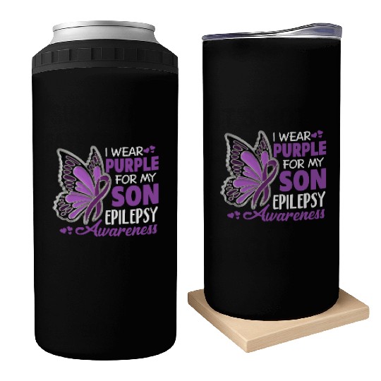 I Wear Purple For My Son Epilepsy Awareness Can Coolers