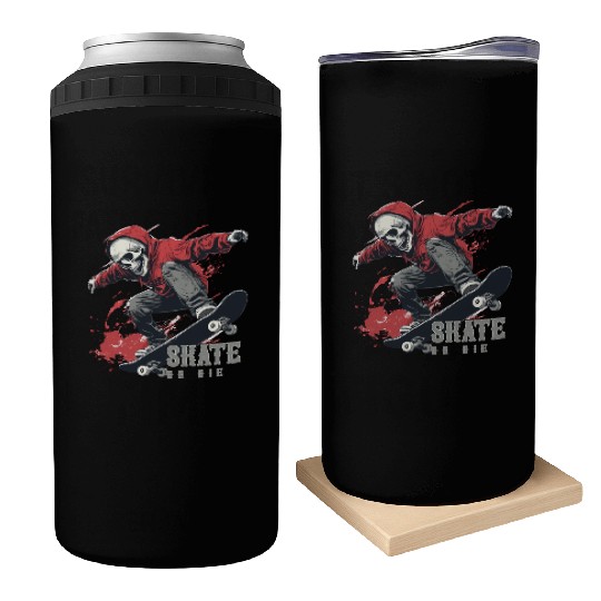 Skeleton Skull Skater Skateboarder Skateboard Can Coolers