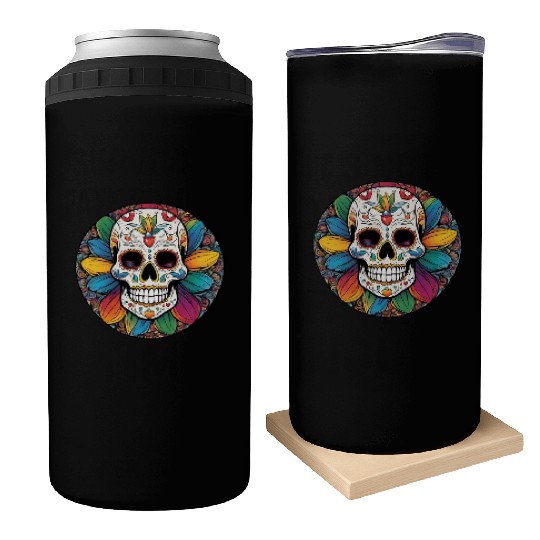 Sugar skull rainbow Can Coolers