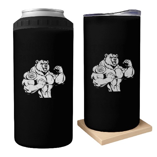 Brown Bear Biceps Tattoo I Love Mom Can Coolers