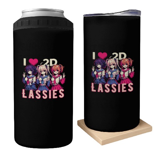 I Love 2D Lassies Anime Manga Waifu Otaku Novel Can Coolers