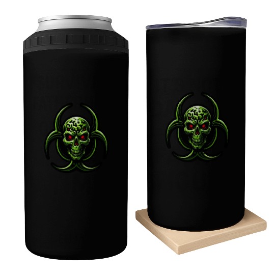 Green Biohazard Zombie Alien Can Coolers
