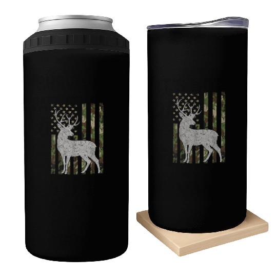 Camo USA Flag Deer Elk Can Coolers