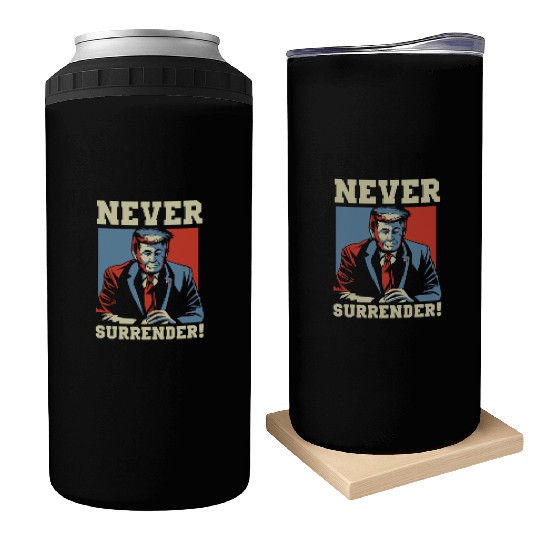 Trump Never Surrender Mug Shot Can Coolers