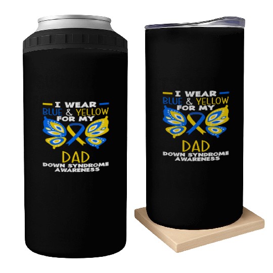 I Wear Blue Yellow Dad Down Syndrome Awareness Can Coolers