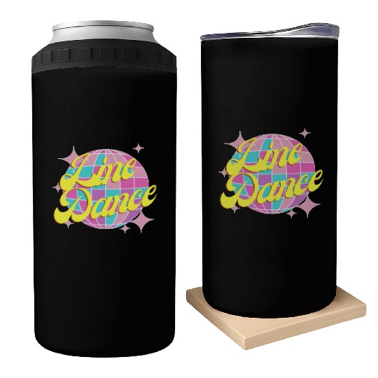 Line dance disco ball in fun neon party colors Can Coolers