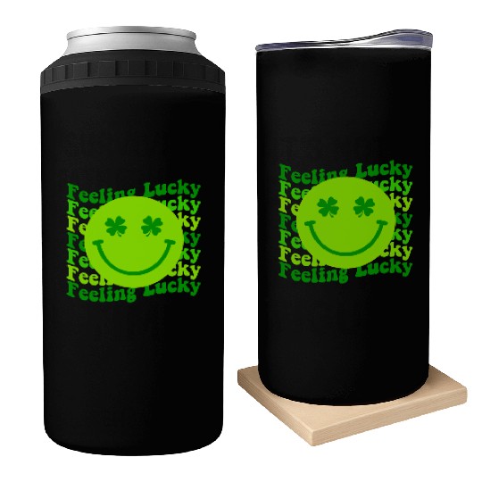 Irish Clover Feeling Lucky Smiling Face Can Coolers