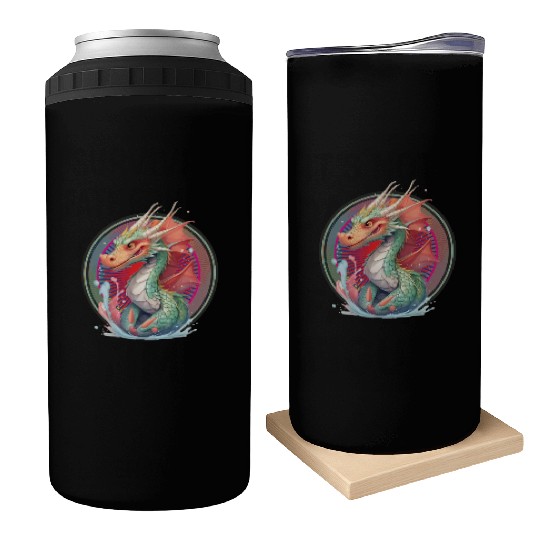 design of a cute winged dragon Can Coolers