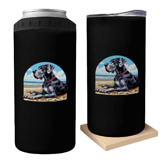 Great Dane On The Beach Can Coolers