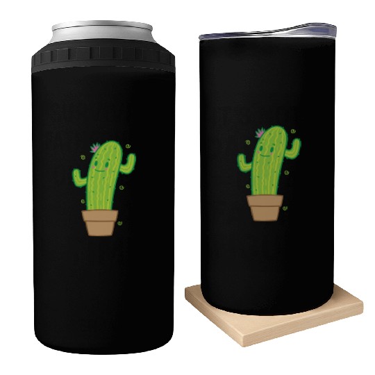 Cactus in Pot Plant Environment Can Coolers