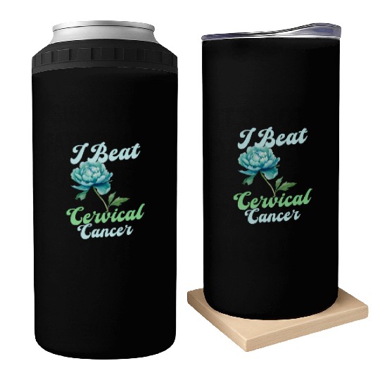 Cervical Cancer Awareness I Beat Cervical Cancer Can Coolers