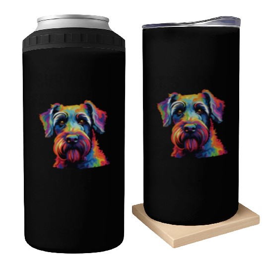 Watercolor Colorful Standard Schnauzer Can Coolers