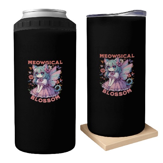 Meowgical Blossom Enchanting Fairycore Cat Fantasy Can Coolers