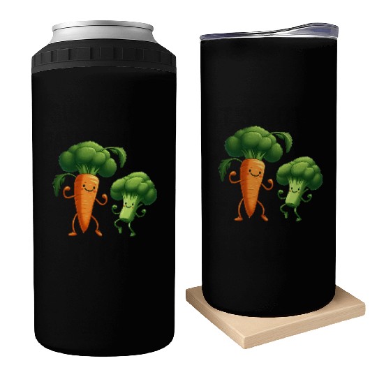 Carrot Dancing with Broccoli Can Coolers
