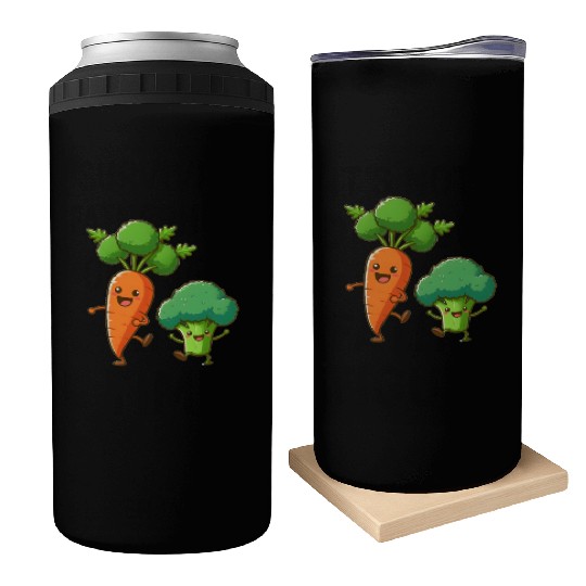 Carrot Dancing with Broccoli Can Coolers