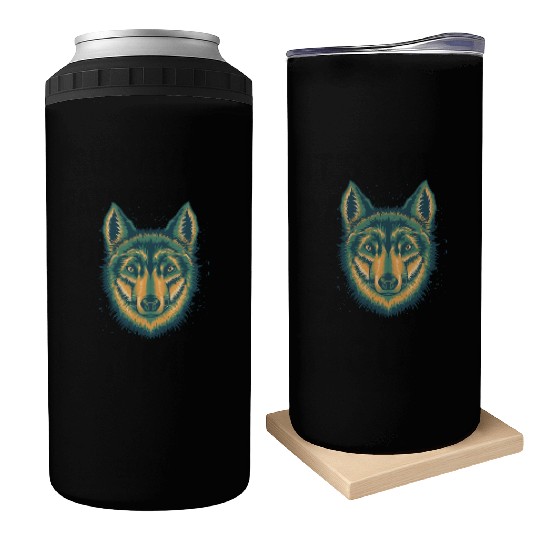 Wolf Can Coolers Cool Vintage Green Wolves Canine Dog