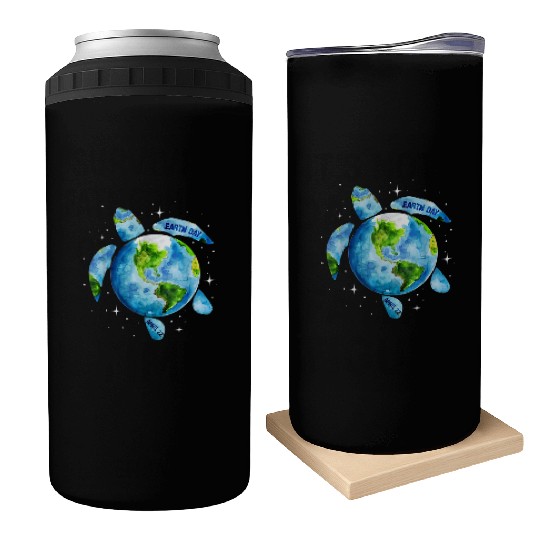 Earth Day Restore Earth Sea Turtle Art Can Coolers