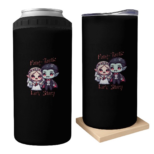 Vampire Bride and Groom Love Story Can Coolers