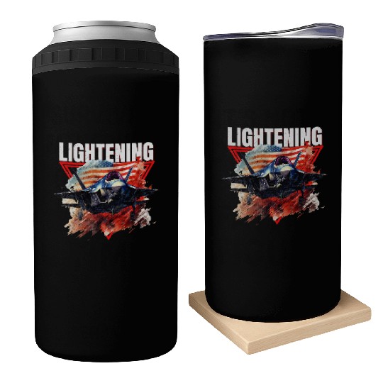 F35 Lightning Fighter Jet Plane Veteran Military Can Coolers