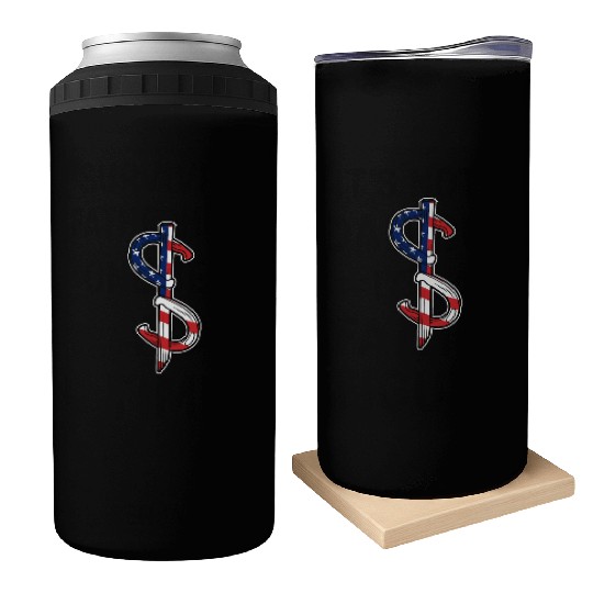 Horseshoe Pitching USA FLag Can Coolers