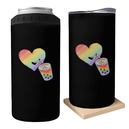 Rainbow heart Can Coolers