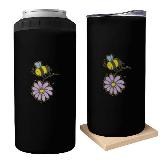 Bee with Flower Animals Nature Beekeeper Can Coolers