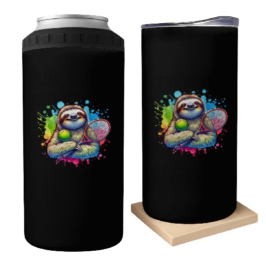 Sloth Tennis Player Cool Court Match Design Can Coolers