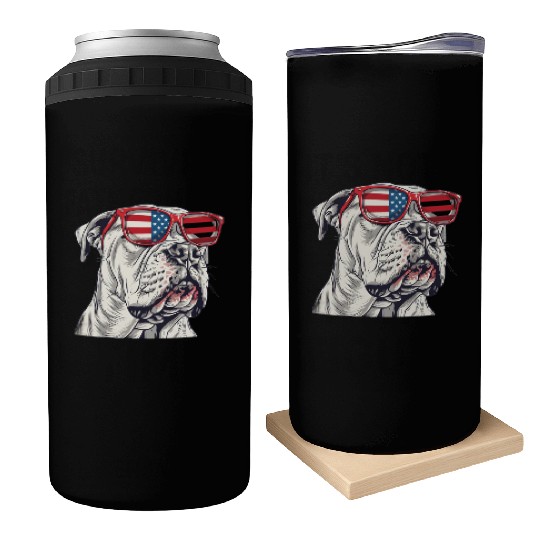 Dogo Argentino dog. 4th of July and memorial day Can Coolers