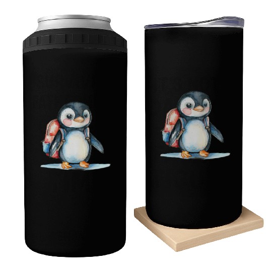 Watercolor Cute School Animals, Back to School Can Coolers